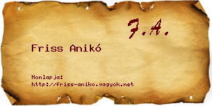 Friss Anikó névjegykártya